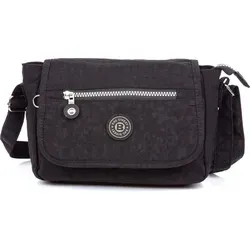 Bag Street kompakte Damenhandtasche Crinkle-Nylon verstellbarer Riemen für Alltag und Reisen Schwarz - Schwarz
