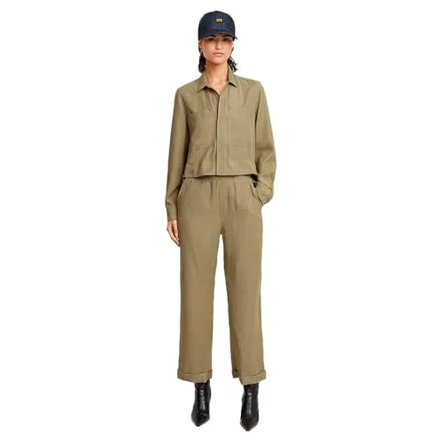 G-STAR Modular Army Jumpsuit LS WMN - Stylischer Damen-Jumpsuit mit Hemdkragen und elastischem Bund. Ideal für einen lässigen Look und hohen Tragekomfort. Sichtbare Knöpfe und verdeckte Druckknöpfe für einen besonderen Akzent.