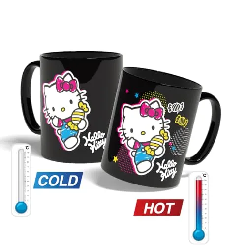 Konix Hello Kitty Thermobecher - 320 ml - Motiv Bonbons - Schwarz