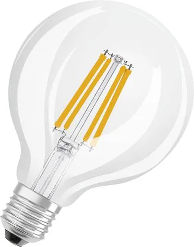 Osram LED Classic LED-Lampe mit Filament in klassischer Ballform, klarer Glasleuchtkörper, 3.8 W, E27 Fassung, EEK A, 806 lm für die Allgemeinbeleuchtung.