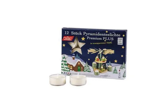 Premium Pyramidenteelichte weiß, 12er Pack  Ø 3,8 cm NEU Kerze Wachskerze
