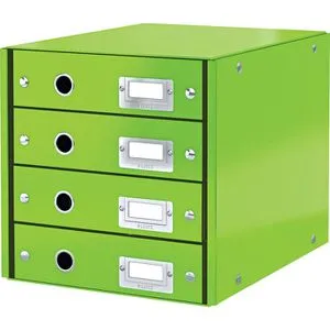 LEITZ Schubladenbox Click & Store grün 60490054, DIN A4 mit 4 Schubladen - Schubladenboxen für optimale Büroorganisation - Die LEITZ Schubladenbox Click & Store bietet 4 herausnehmbare Schubladen und Platz für DIN A4-Unterlagen in modernem Grün.