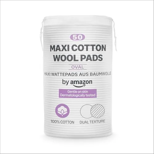 by Amazon Maxi-Wattepads, 100% Baumwolle, 50 Stück