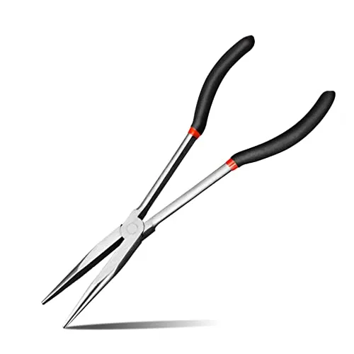 Gerade Spitzzange Extra Lange Angelzange - Professionelle Zangen Werkzeugset für Handgefertigte Reparaturen DIY Home Use Geriefte Betrieb Schmalen Stellen Kabel Drahtschneider, 280mm