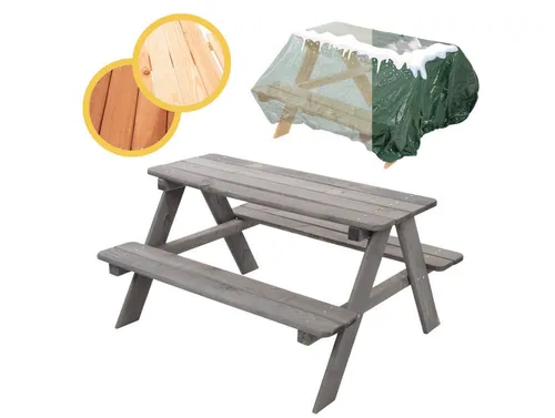 Modo24 Garten-Kindersitzgruppe SPS - Gartenmöbel-Set für 4 Kinder, aus FSC-zertifiziertem Kiefernholz, robust und langlebig, inklusive einfacher Montage und optionaler Schutzhülle.