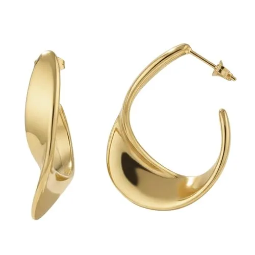 Karma NH10944072 Creolen oval Edelstahl vergoldet Ohrringe 3 cm Damenohrringe Gold Ohrschmuck Kreolen Damenschmuck Damencreolen Edelstahlcreolen