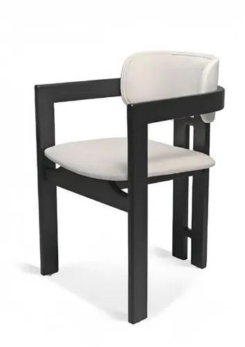 Moderne Esszimmerstuhl mit Armlehne in Weiß - Eleganter gepolsterter Stuhl für das Esszimmer, mit robustem Edelstahlgestell und modernem Design. Ideal für stilvolle Einrichtung, bietet hohen Komfort und eine Sitzhöhe von 45 cm.
