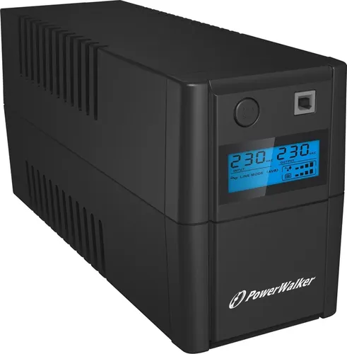 Power Walker VI 850 SE LCD - Kompakte USV für zuverlässigen Schutz - Sonstige Stromversorgung, intelligente Line-Interactive USV mit LCD-Anzeige und schnellem Ladegerät für maximalen Schutz Ihrer Geräte bei Stromausfällen.