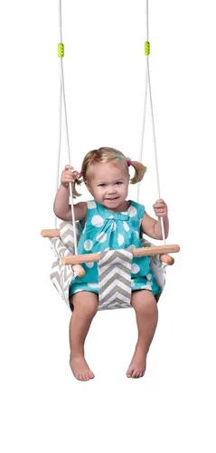 Woodyland Einzelschaukel 91952 - Höhenverstellbare Naturholzschaukel für Babys ab 6 Monaten, mit weichem Sitz für höchsten Komfort und Sicherheit.