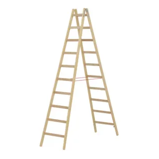 Hymer 7141020 Holz-Sprossenstehleiter, 2x10 Sprossen - Leiter aus hochwertigem Holz, DIN EN 131 zertifiziert und ideal für sicheres Arbeiten in der Höhe.