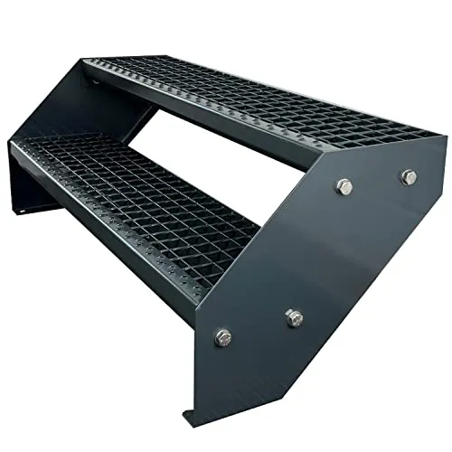 Kaminbau Mierzwa Premium Stahl Treppe - Verzinkt & Anthrazit Pulverbeschichtet, 2 Stufen, 140 cm Breite - Wetterfeste Gartentreppe aus hochwertigem Stahl mit Korrosionsschutz. Ideal für diverse Projekte im Außenbereich. Einfache Montage mit Edelstahl-Schrauben inklusive. Hergestellt in Deutschland, 3 Jahre Garantie!