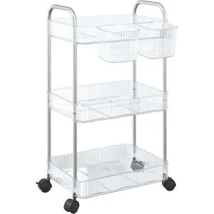 vidaXL Aufbewahrungswagen 3 Etagen Transparent in weiß von vidaXL