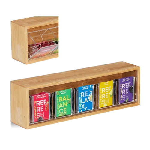 Teebox bambus Teebeutelbox Teeorganizer Teeaufbewahrungsbox Wandmontage 5 Fächer