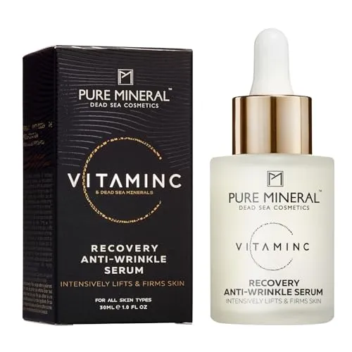 Pure Mineral - Anti-Falten-Serum Vitamin C Erholung für reife Haut - Lifting-Effekt, Mineralien aus dem Toten Meer, Sichtbare Faltenreduktion - Ohne Silikone, Sulfate, Parabene - 30ml