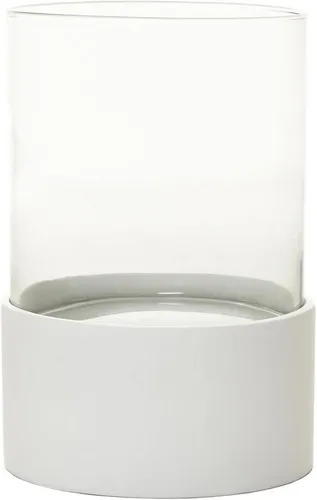 VIVANNO Windlicht Fiberglas CANDIRA Rund - Weiß Matt (20x28 cm) - Dekoratives Tischwindlicht aus robustem Fiberglas, ideal für eine gemütliche Atmosphäre in jedem Raum. Vielseitig dekorierbar für verschiedene Anlässe.
