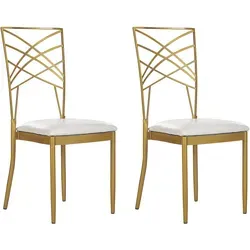Beliani Trendy Stuhl 2er Set Esszimmerset Gold/weiß in gold von Beliani