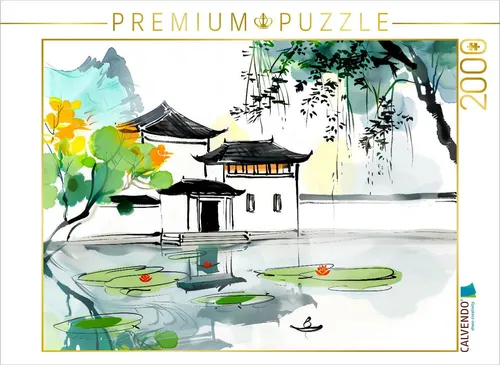 CALVENDO Puzzle Chinesische Tempelanlage am Seerosenteich | 2000 Teile