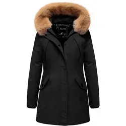 REPUBLIX Winterjacke LEXIE Damen Gefütterte Dicke Winter Jacke Mantel Parka mit Kapuze schwarz L