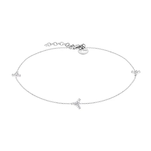 Tamaris Fußkette TJ-0339-A-27 Silber - Elegante Fußkette für Damen mit Zirkonia im Blüten Design, aus poliertem Edelstahl, 27 cm lang. Ideal als stilvolles Geschenk in original Tamaris Verpackung.