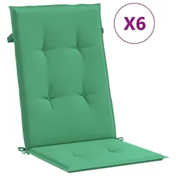 vidaXL Gartenstuhlauflagen für Hochlehner 6 Stk. Grün 120x50x3cm - Auflagen & Polster für Hochlehner-Stühle, wasserabweisend und rutschfest für optimalen Sitzkomfort im Freien.