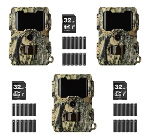 DÖRR SnapShot Mini 5.0 Pro Wildkamera, 3x Starter-Set, Überwachungskamera, 5MP Bilder, Full HD1080P Videos, Infrarotblitz 940nm, Fotofalle, Jagdkamera, Bewegungsmelder, inkl. Batterien & Speicherkarte