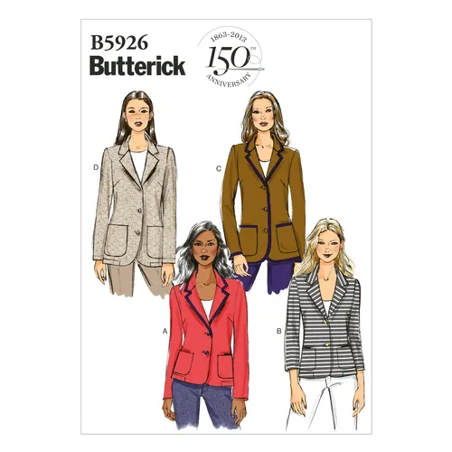 Schnittmuster elegante Jacke Butterick B5926 B5 8-16 (Gr. 34-42) Deutsche Anleit