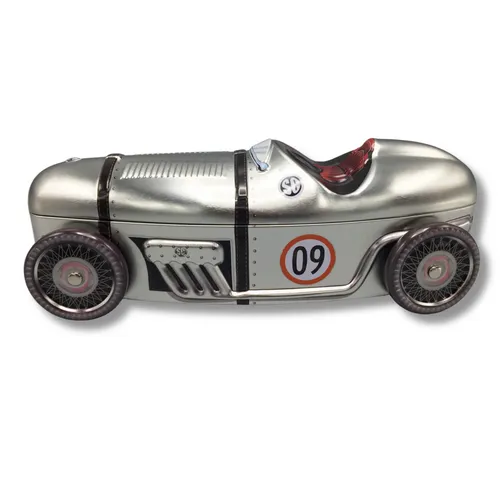 Blechdose Keksdose Gebäckdose Gebäckdose Dose Motiv Rennauto Nr. 09 Silber Dose