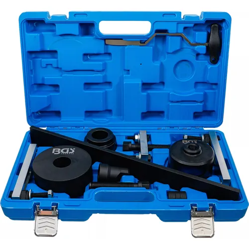 BGS 70149 Kupplungswerkzeug-Satz für VAG DSG Doppelkupplungsgetriebe - Kupplungssatz für Audi und Volkswagen, ideal für Demontage und Montage von 7-Gang DSG-Getrieben, inklusive kompatibler OEM-Werkzeuge für präzise Einstellungen.