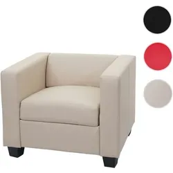 Mendler Loungesessel Lille - Creme Leder - Lounge- & Cocktailsessel mit bequemer Polsterung und modernem Design, ideal für entspannte Stunden in jedem Raum.