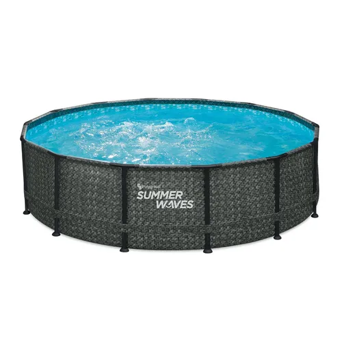 Summer Waves Pool Frame Dark Herringbone Print Elite 4,27 m x 1,07 m - Swimmingpools - Stilvoller und robuster Schwimmbeckenrahmen mit elegantem Fischgrätenmuster, ideal für entspannte Sommertage im eigenen Garten.