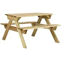 vidaXL Picknicktisch mit Bänken aus imprägniertem Kiefernholz - Genießen Sie entspannte Stunden im Freien mit diesem stabilen Picknicktisch. Die großzügige Tischplatte und zwei bequeme Bänke bieten Platz für Familie und Freunde. Ideal für Garten und Terrasse.