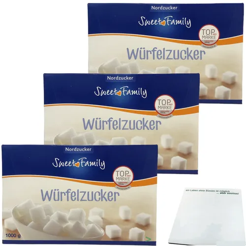 Nordzucker Sweet Family Würfelzucker 3er Pack 3x1kg + usy Block