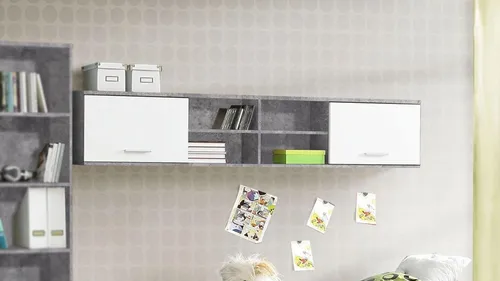 FORTE Lupo Wandregal mit 2 Türen in grau von Forte