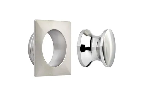 SO-TECH® Möbelbeschlag Aufschraubschloss Möbelschloss Caravan-Schloss Türschloss, Knopfset eckig 19 mm Edelstahloptik