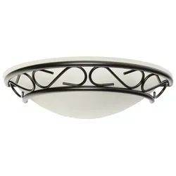 Wandleuchte Küche Ø30 cm Weiß Schwarz E14 – Rustikale Lampen für jeden Raum - Lampen: Stilvolle Wandleuchte in rustikalem Design, ideal für Küche und Wohnzimmer. Aus Metall und satiniertem Glas, sorgt sie für eine gemütliche Atmosphäre.