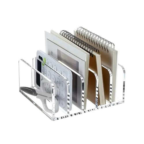 UOSIWYA Briefablage Acryl Organizer, Schreibtisch Briefhalter 5 Fächer Transparent Briefständer Ablagefächer für Brief Bücher Dokumentenhalter Organizer Aufbewahrung