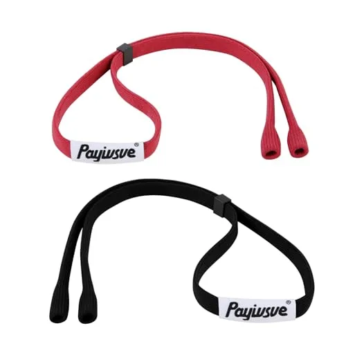 Payivsve Sportbrillenband | Brillenband für Sportbrillen und Sonnenbrillen | Brille Sportband & fester Halter aus Stoff(Rot+Schwarz)