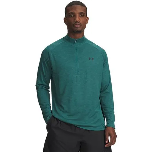 Under Armour® Longsleeve Tech Textured Half-Zip in Grün - Größe S (44/46) - Sportlicher Longsleeve mit halbem Reißverschluss, aus 100% Polyester, ideal für Tennis und aktive Freizeitgestaltung. Bequem und stylisch für jeden Sportliebhaber.