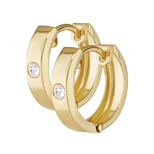 NKlaus Ohrringe Gold - Elegante 333 Gelbgold Creolen mit Zirkonia - Ohrringe für Damen aus 333 Gelbgold mit funkelnden Zirkonia, leicht und komfortabel für den täglichen Gebrauch - zeitloses Design für jeden Anlass.