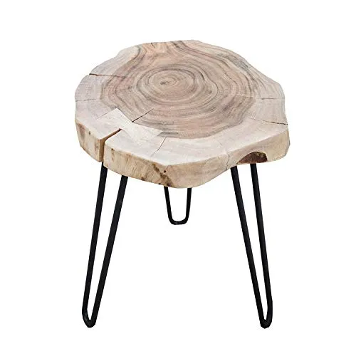 Riess-Ambiente Beistelltisch aus Akazienholz - Eleganter Beistelltisch aus Massivholz, einzigartiges Design mit naturbelassener Akazienscheibe, ideal für skandinavisches Ambiente und individuelle Wohnräume.