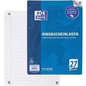 Oxford Ringbucheinlagen DIN A4 liniert 50 Blatt Lineatur 27 von Oxford