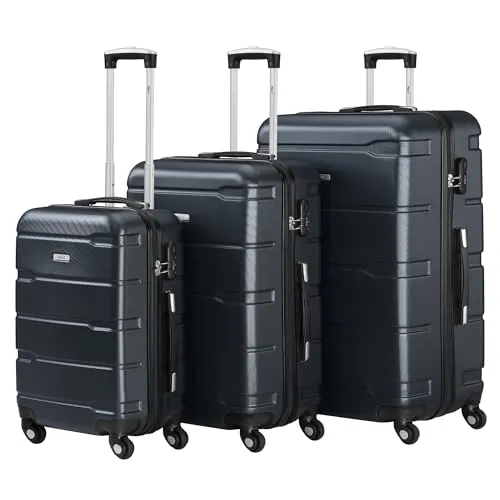 Zelsius Koffer Set 3 Stück, Anthrazit | ABS Hartschalenkoffer mit Zahlenschloss - Gepäck-Sets | 3-teiliges Set in verschiedenen Größen für jede Reiseart, mit sicherem Zahlenschloss und robustem, kratzfestem Material für optimalen Schutz.