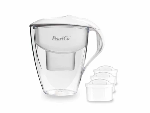 PearlCo Wasserfilter Astra mit 3 Filterkartuschen - Effizientes Filtersystem für Trinkwasser, reduziert Schadstoffe und Kalk. Kompakt mit 3L Fassungsvermögen, BPA-frei und kompatibel mit Brita Maxtra. Ideal für besseren Geschmack von Tee und Kaffee!