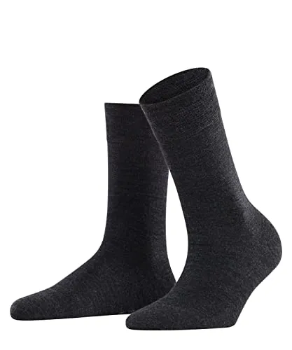 FALKE Damen Socken Sensitive Berlin W So Wolle Baumwolle mit Komfortbund 1 Paar, Grau Anthracite Melange 3085, 35-38