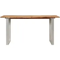 vidaXL Esstisch aus massivem Akazienholz 154x80 cm - Braun - Esstisch im industriellen Stil aus robustem Akazienholz, einzigartiges Design mit originellen Kanten, ideal für Küche oder Esszimmer.