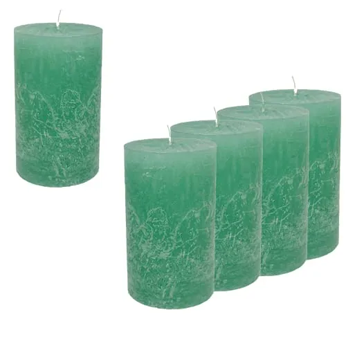 Candelo 4er Set Rustic Stumpenkerzen in türkis von Candelo
