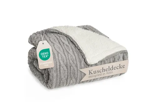Wohndecke Oeko-TEX zertifizierte waschbare Wohn- & Kuscheldecke, Blumtal, mit weicher Sherpa-Innenseite