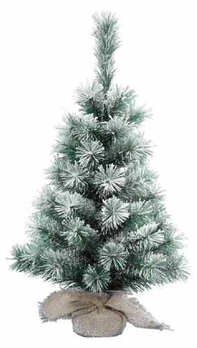 Minibaum Tannenbaum grün beschneit Jutesack Ø 26cm H.45cm