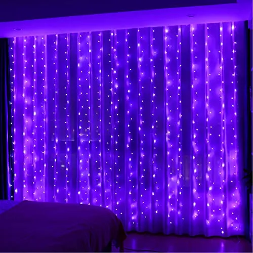 HXWEIYE 300LED Lichtervorhang 3mx3m USB, Fernbedienung, 8 Modi & Timer