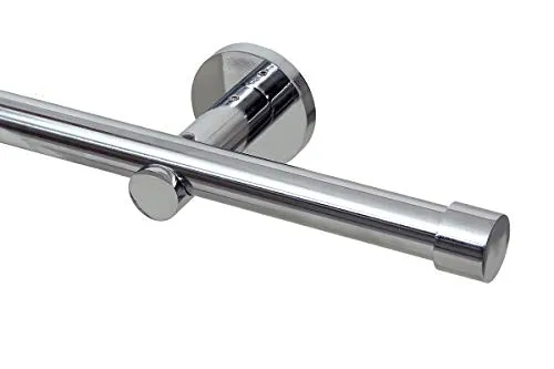 Gardineum Gardinenstange Ø 20 mm - 1-läufige Metallstange in Chrom - Gardinenstangen, elegante 1-läufige Metallstange mit mittiger Teilung ab 2 m, ideal für stilvolle Fensterdekoration.
